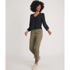 MARINE LAYER Re-Spun Allison Pant Dusty Olive Straight Leg Pull On Pants Size XL